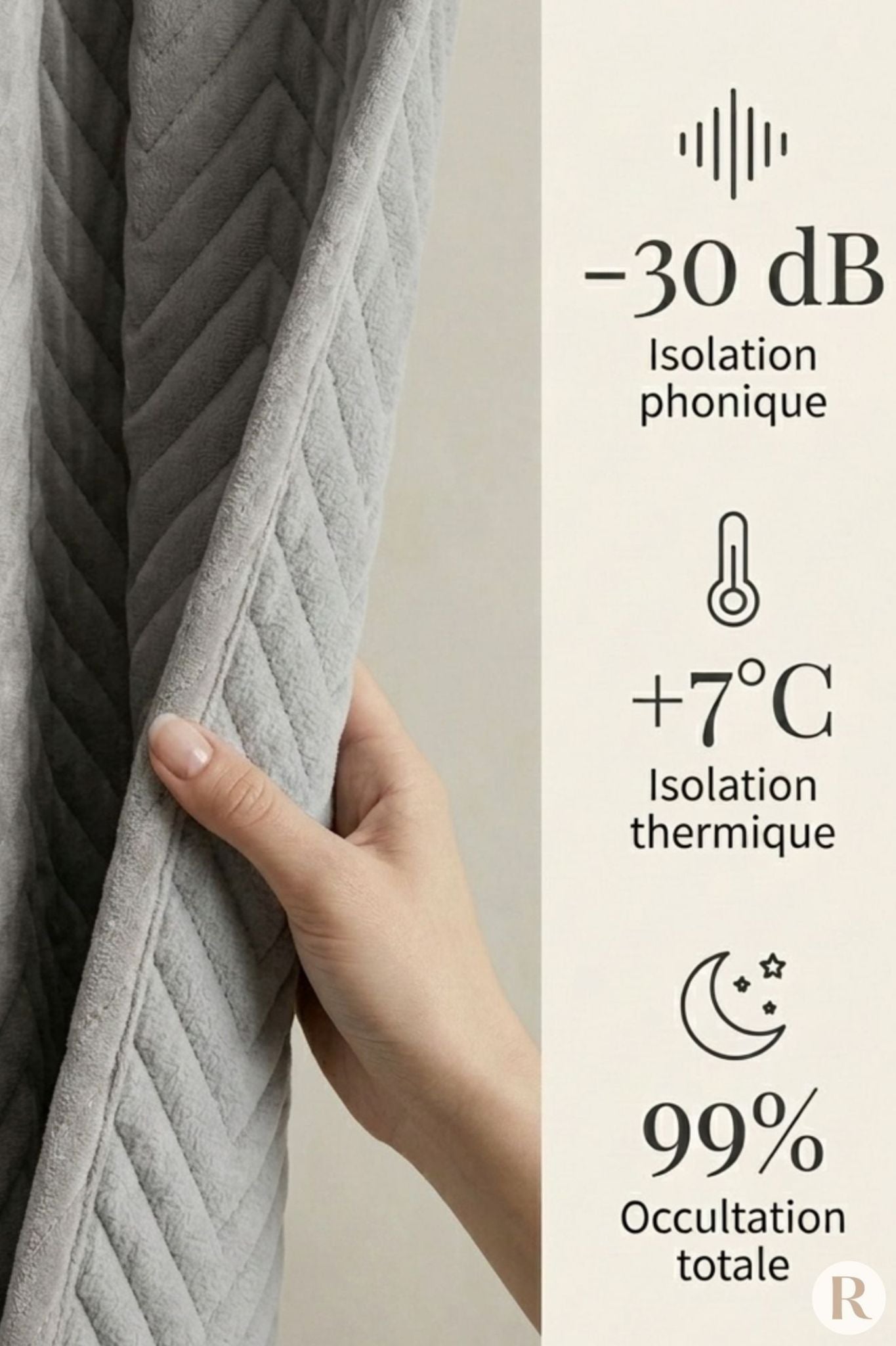 Rideau anti bruit 30db - Gris
