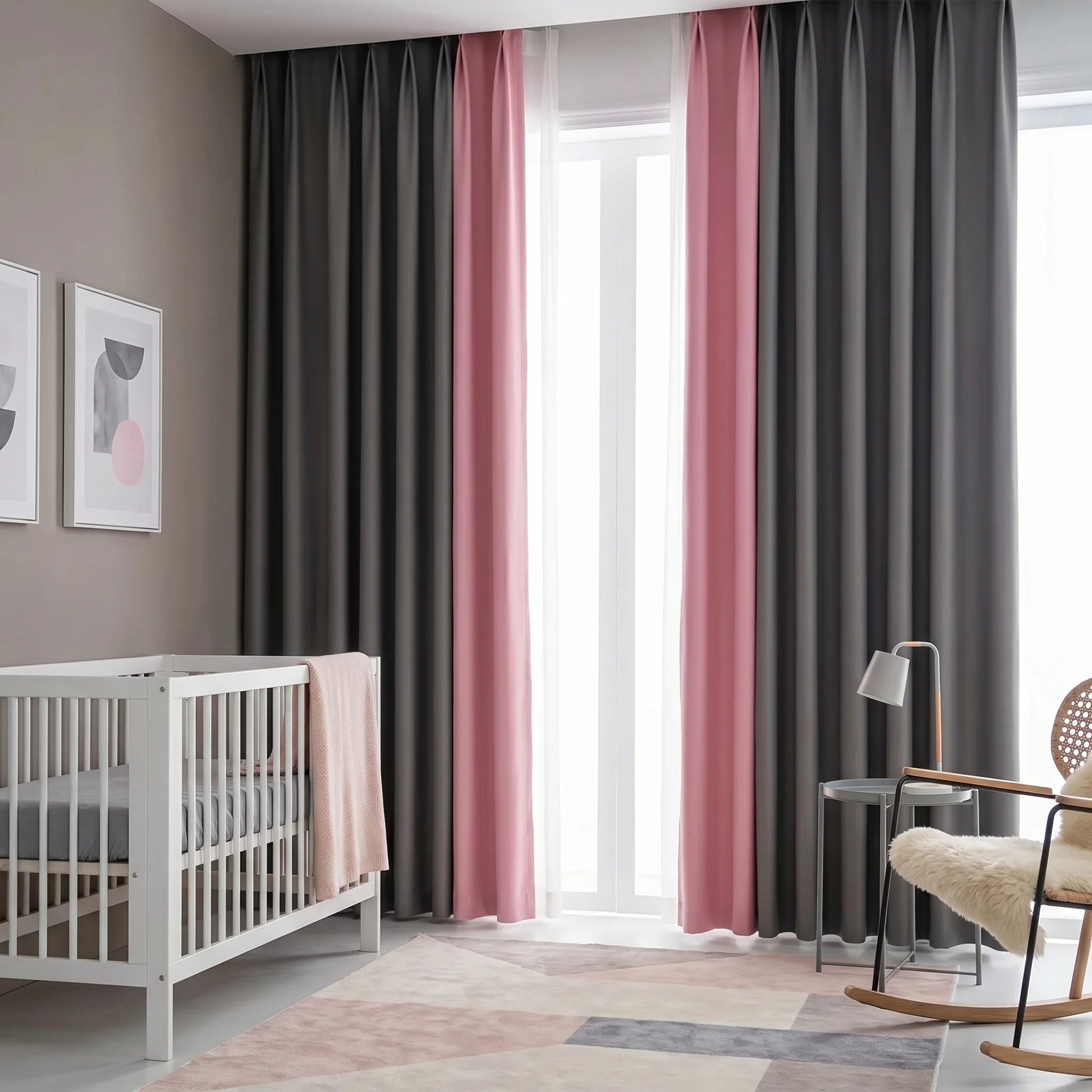 Double Rideau Occultant - Gris et Rose - situation