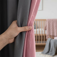 Double Rideau Occultant - Gris et Rose - texture