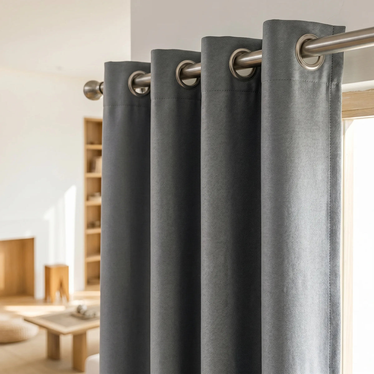 Double Rideau Occultant - Gris - oeillets