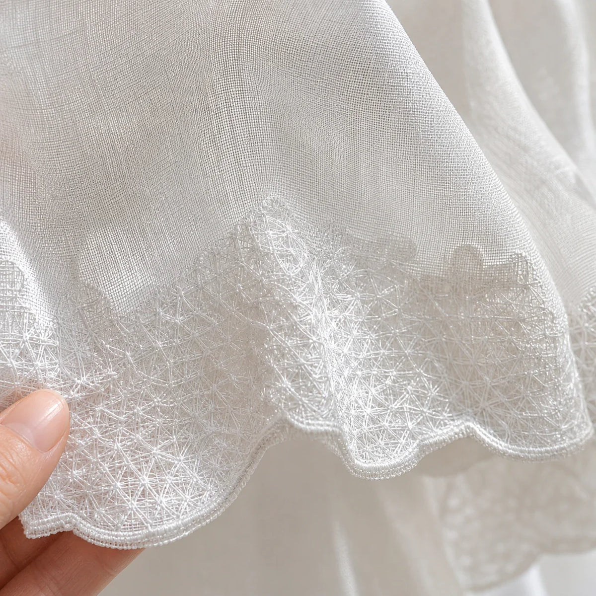 Rideau Voilage Double - Blanc - détail de texture du tissu voilage