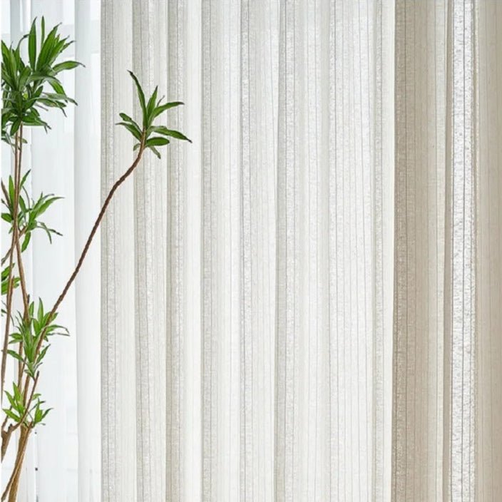 Rideau Lin - Voilage Beige Et Blanc