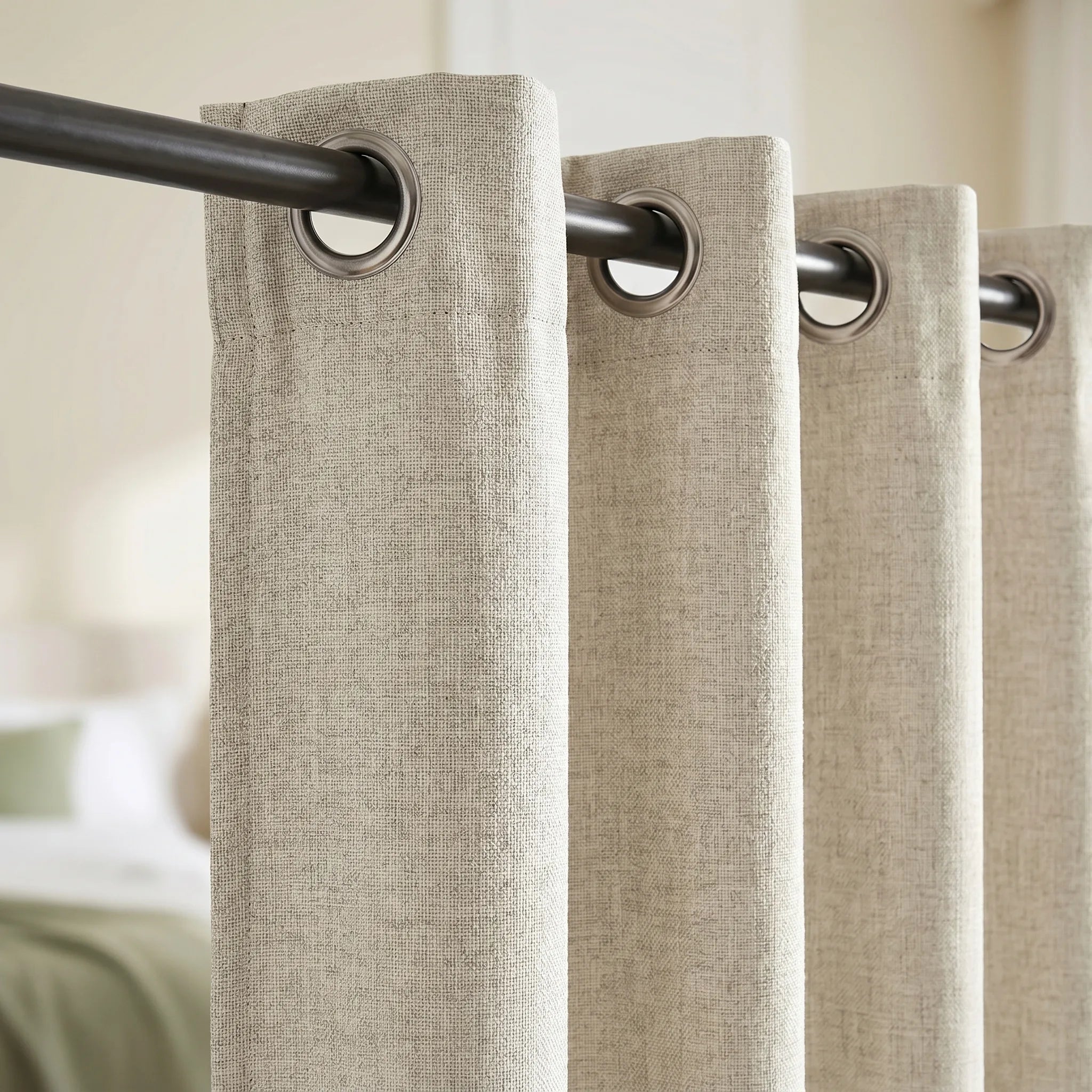 Rideau 100% Occultant Beige - Grande Largeur et Hauteur - oeillets