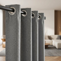 Rideau 100% Occultant Gris Clair - Grande Largeur et Hauteur - oeillets