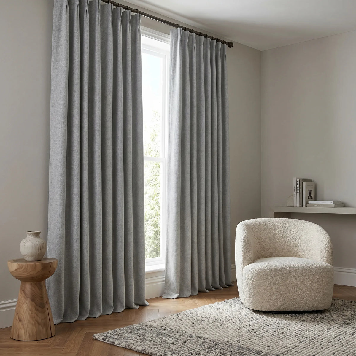 Rideau 100% Occultant Gris Clair - Grande Largeur et Hauteur - situation