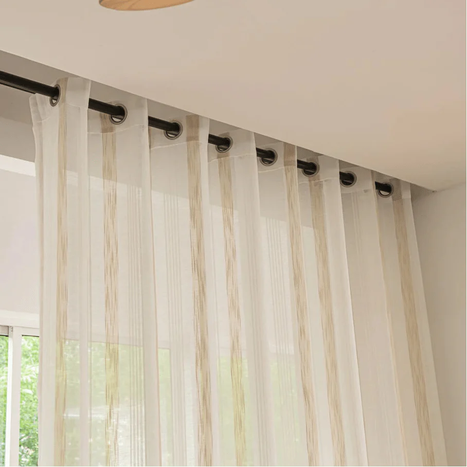 Rideau Lin - Voilage Beige à Motif