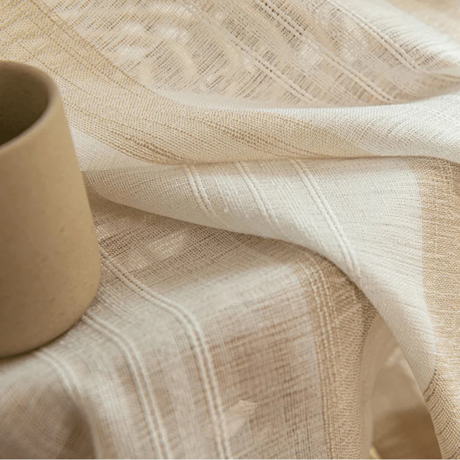 Rideau Lin - Voilage Beige à Motif