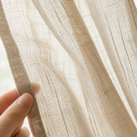 Rideau Lin - Voilage Beige à Motif - détail de texture du tissu voilage