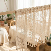 Rideau Beige Macramé - passe-tringle