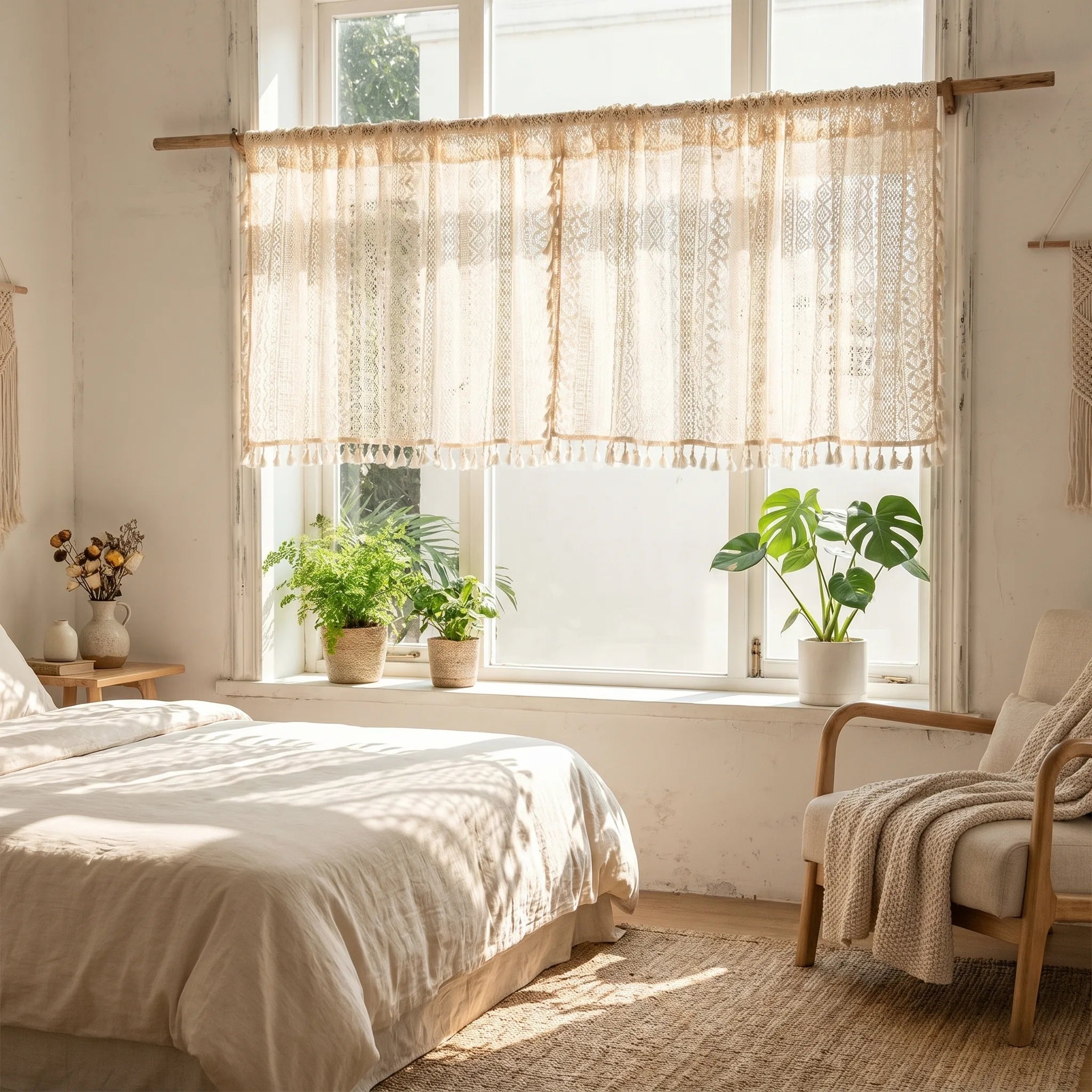 Rideau Beige Macramé - situation