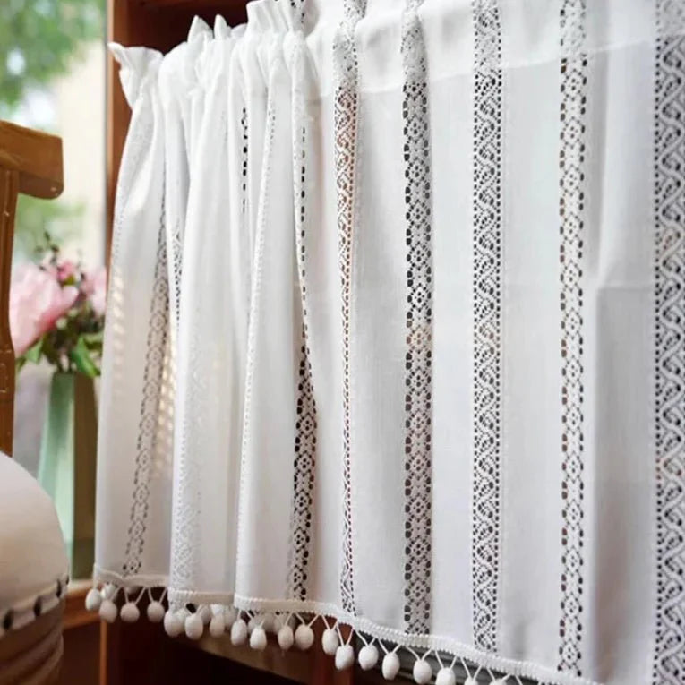 Rideau Brise Bise Macramé Cuisine Ecru