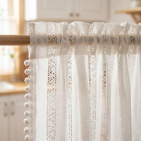 Rideau Brise Bise Macramé Cuisine Ecru - passe-tringle