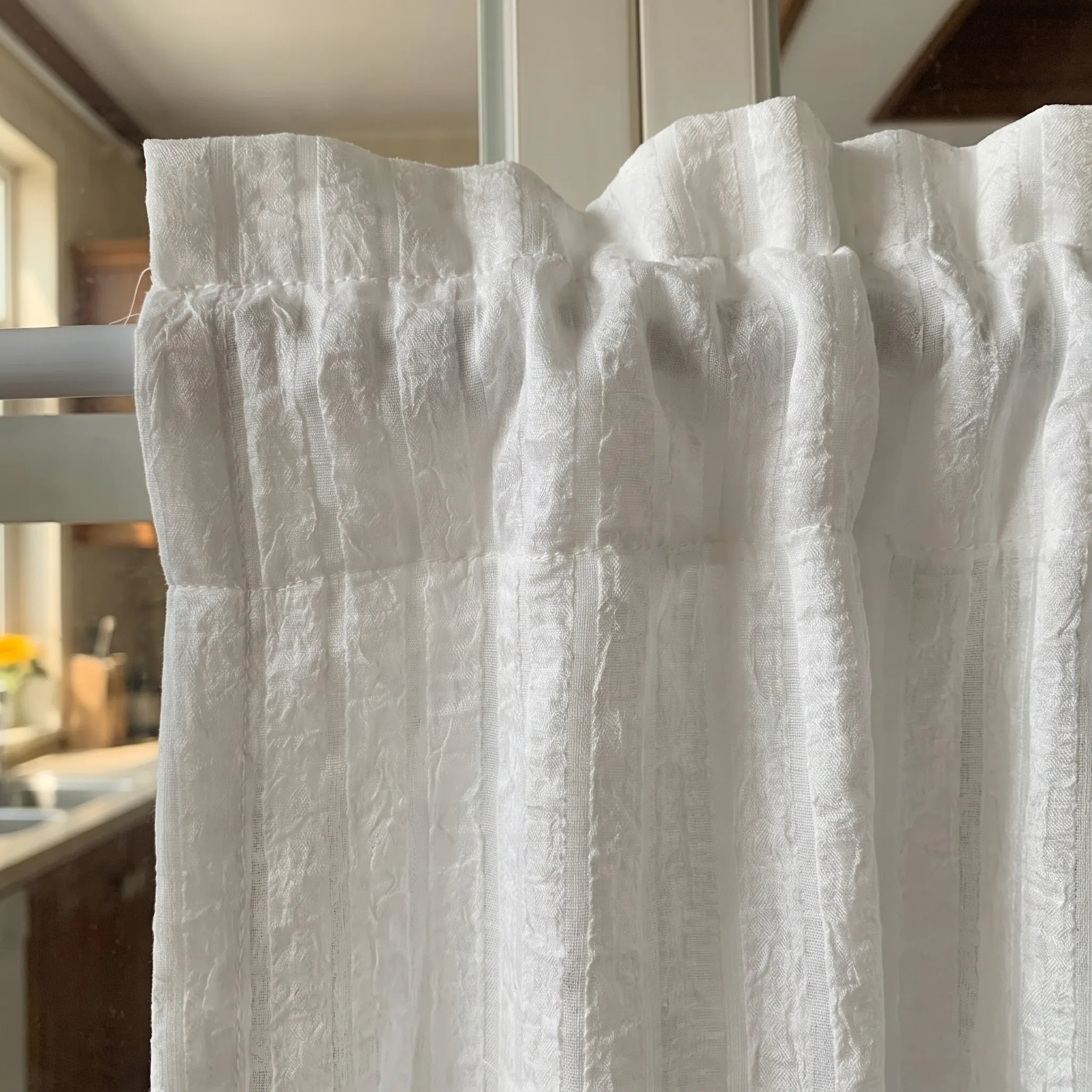 Rideau Court Coton Blanc - passe-tringle