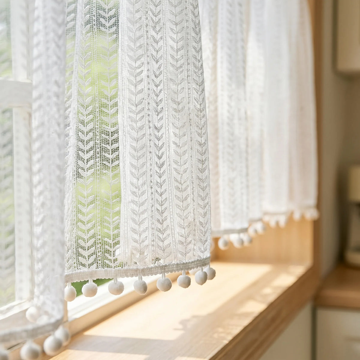 Rideau Court Voilage Blanc - closeup