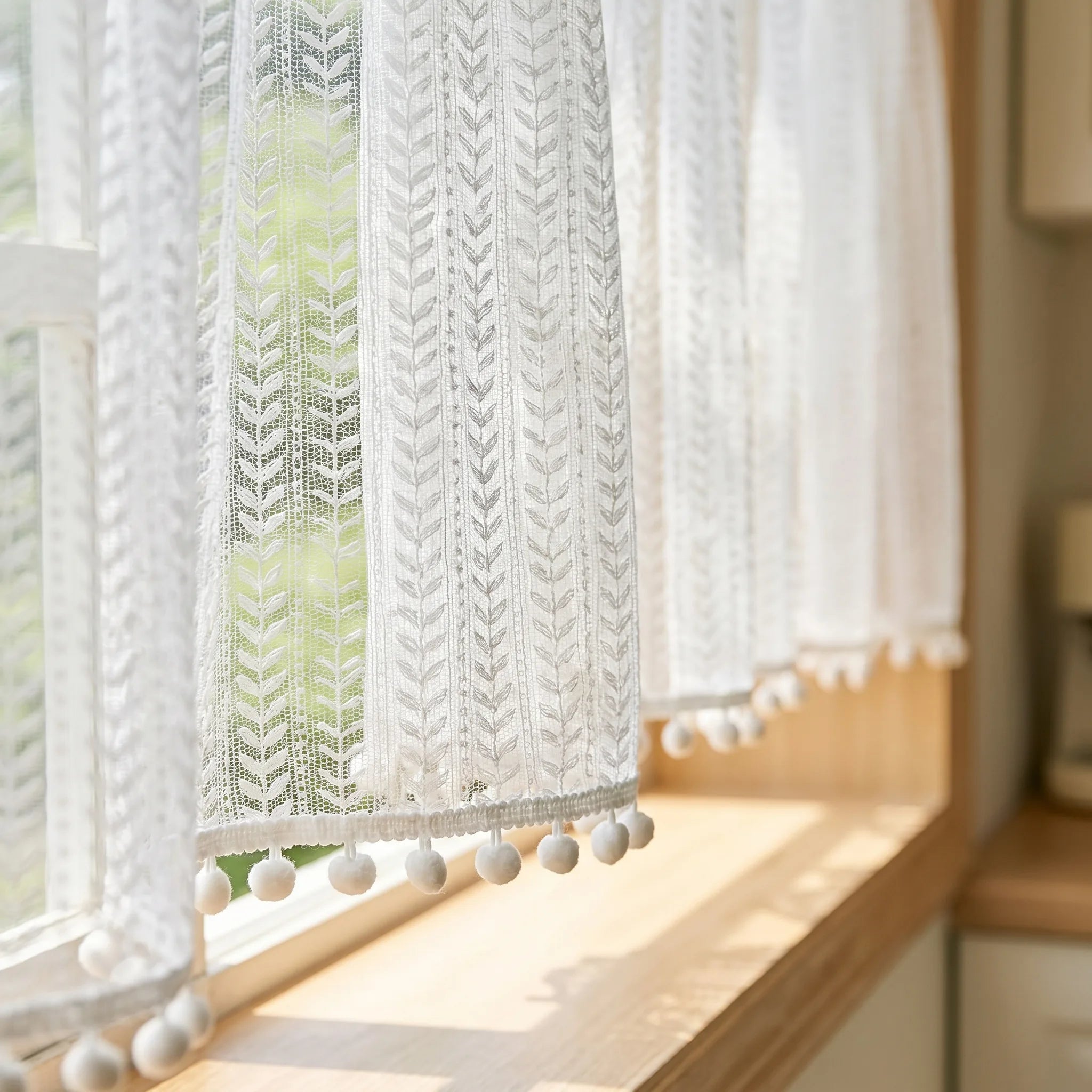 Rideau Court Voilage Blanc - closeup Image