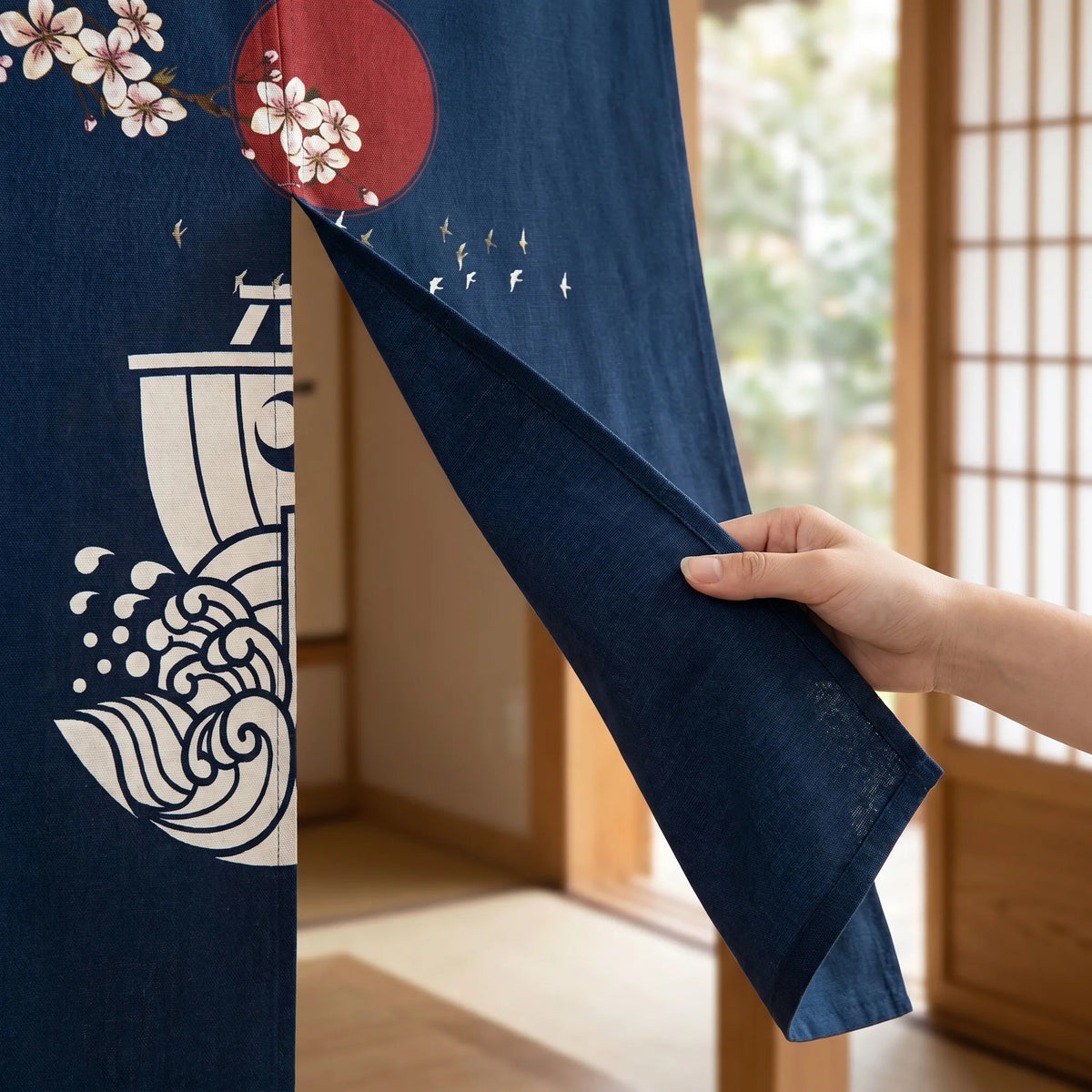 Rideau de porte en lin japonais – Bateau - texture Image