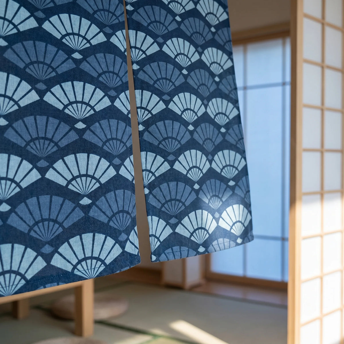 Rideau de porte en lin japonais – Coquillages - closeup Image