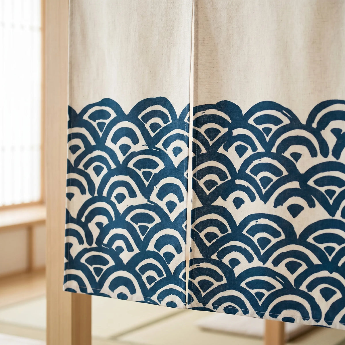 Rideau de porte en lin japonais – Formes - closeup