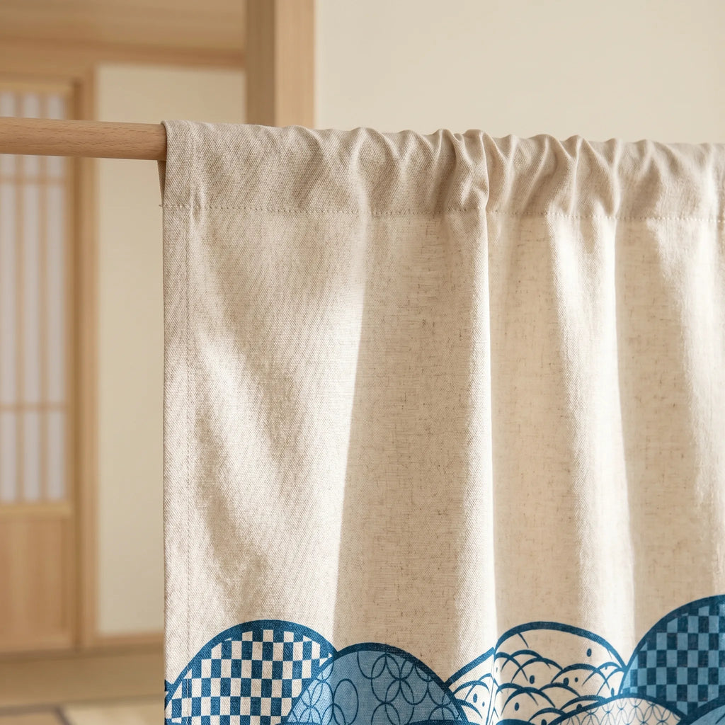 Rideau de porte en lin japonais – Formes - passe-tringle