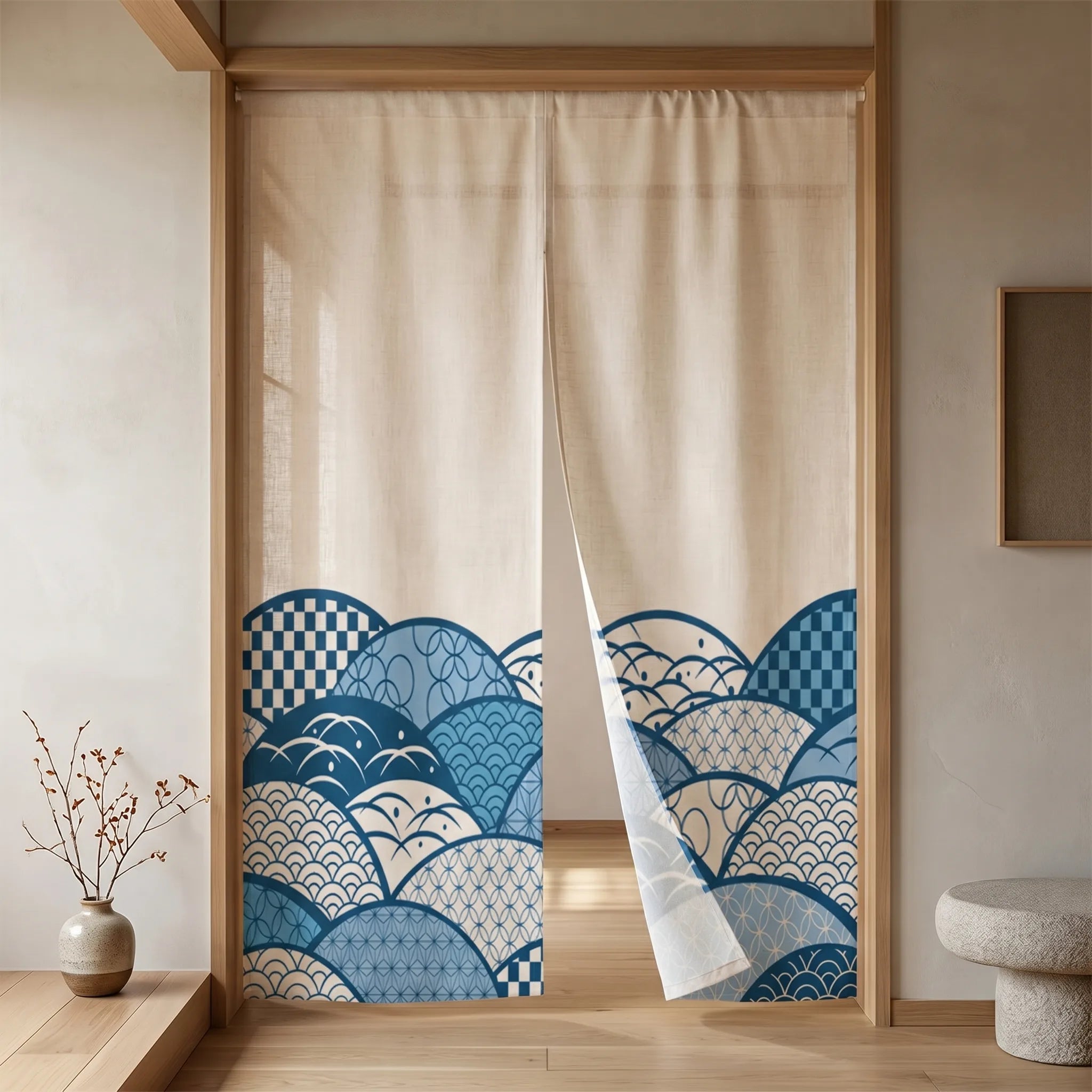 Rideau de porte en lin japonais – Formes - situation