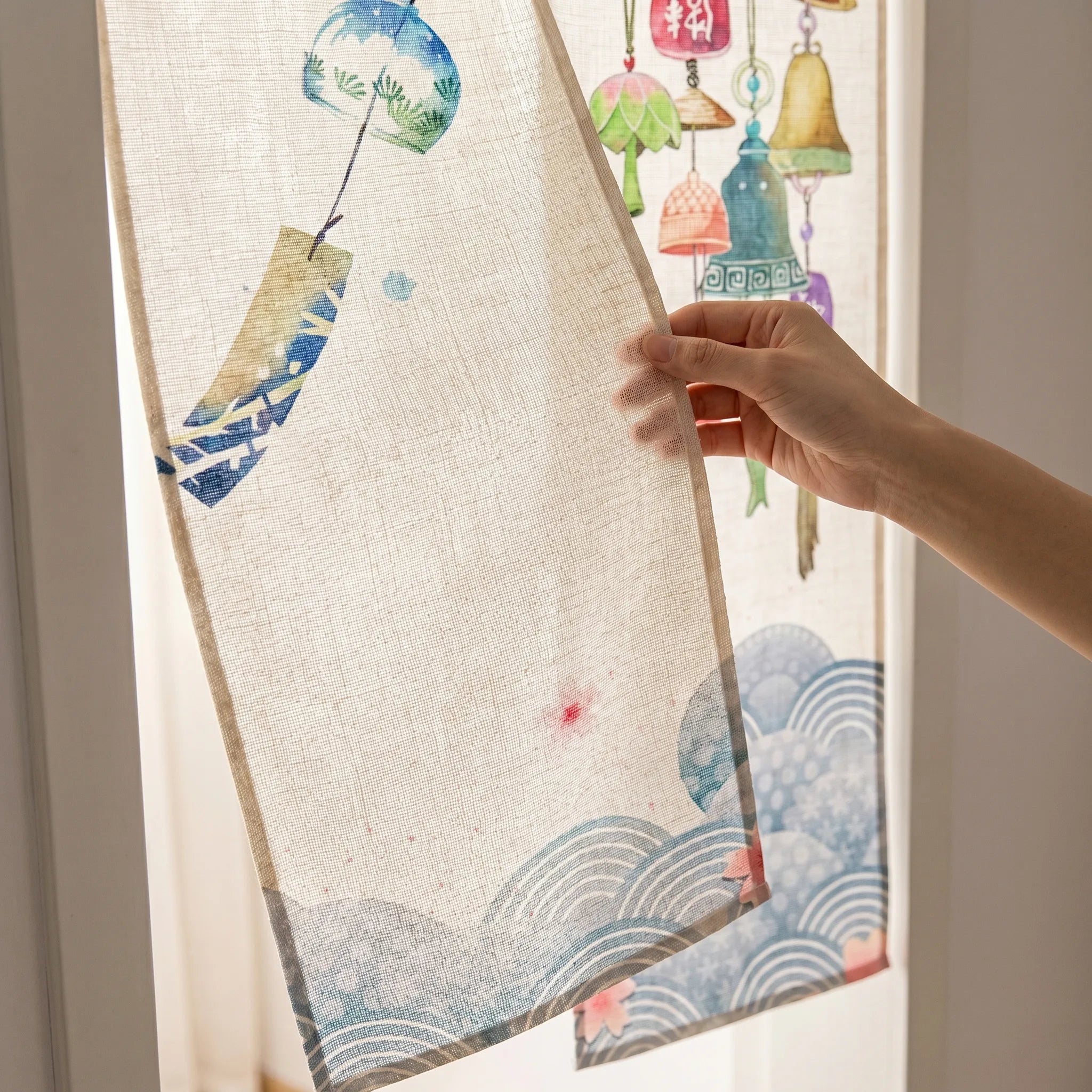Rideau de porte en lin japonais – Lampes - texture