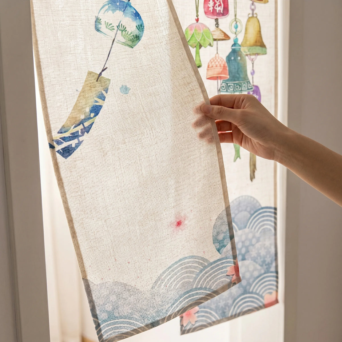 Rideau de porte en lin japonais – Lampes - texture Image