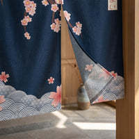 Rideau de porte en lin japonais – Sakura - closeup