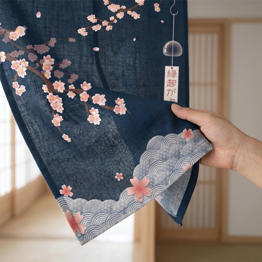 Rideau de porte en lin japonais – Sakura - texture