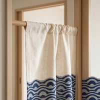 Rideau de porte en lin japonais – Vagues - passe-tringle