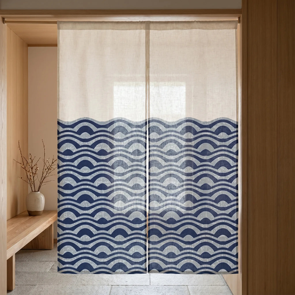 Rideau de porte en lin japonais – Vagues - situation