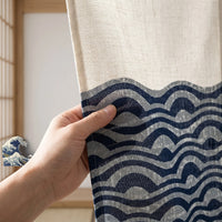 Rideau de porte en lin japonais – Vagues - texture