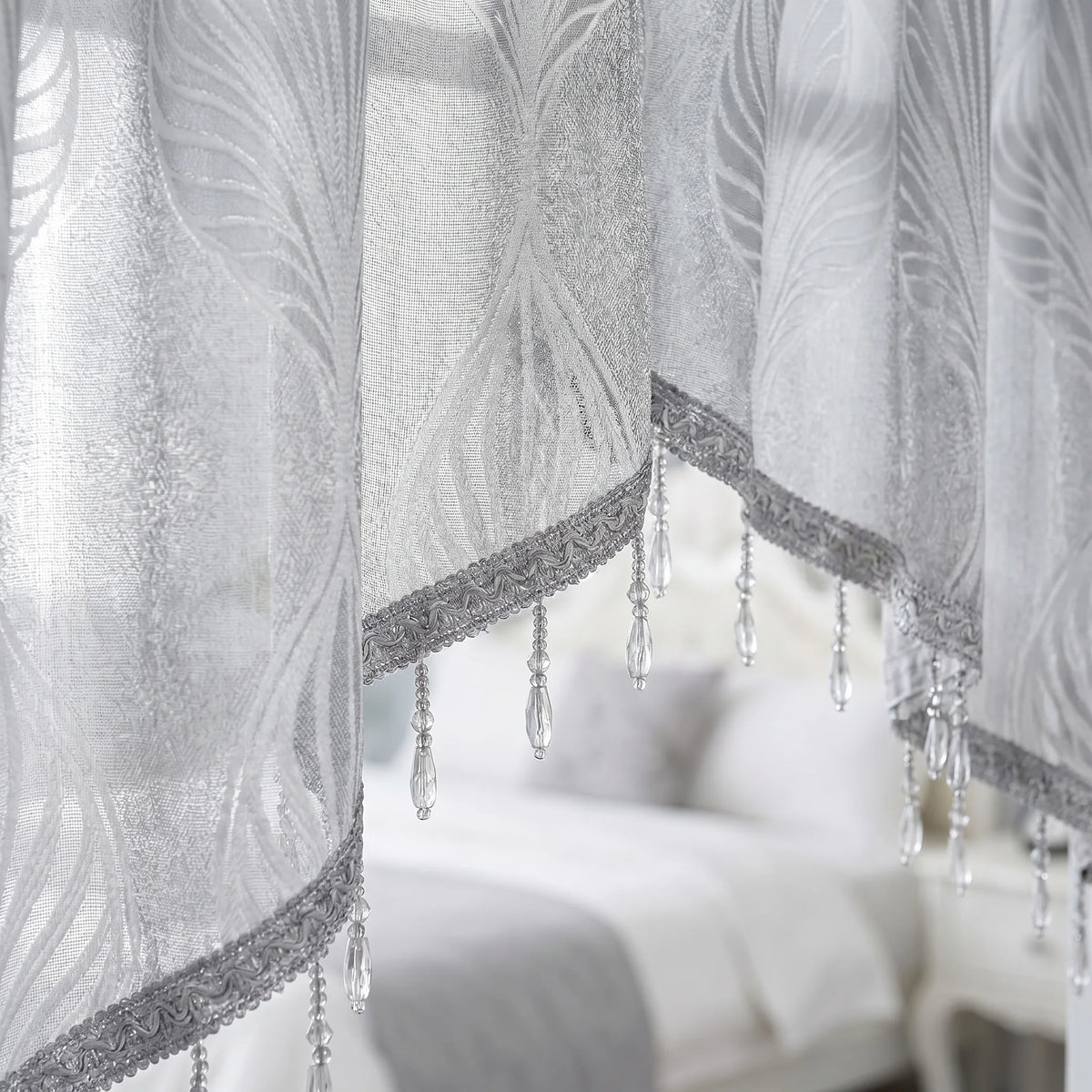 Rideau Fenetre Cuisine Gris - closeup