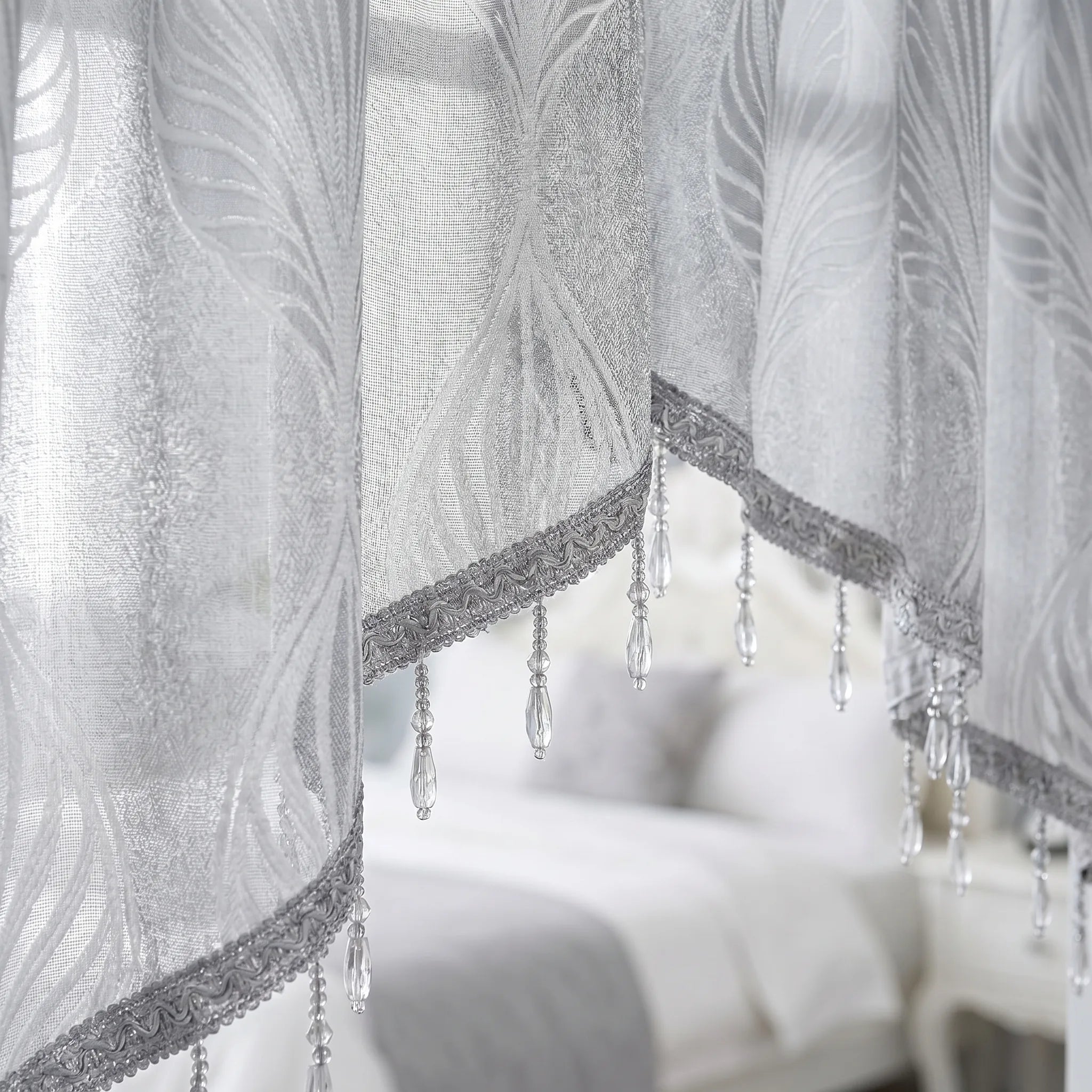 Rideau Fenetre Cuisine Gris - closeup