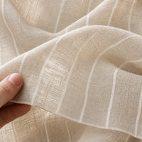 Rideau Lin - Voilage Beige Et Blanc - détail de texture du tissu voilage