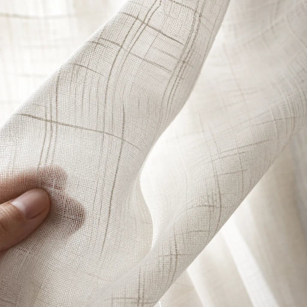 Rideau Lin - Voilage Blanc - détail de texture du tissu voilage