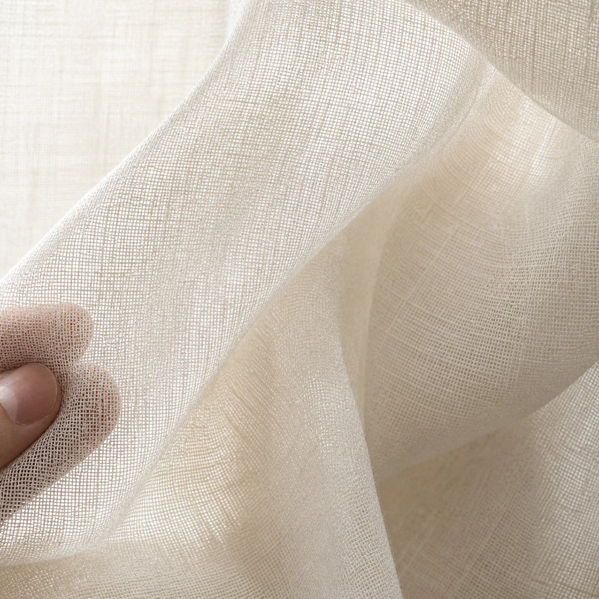 Rideau Lin - Voilage Beige Clair - détail de texture du tissu voilage