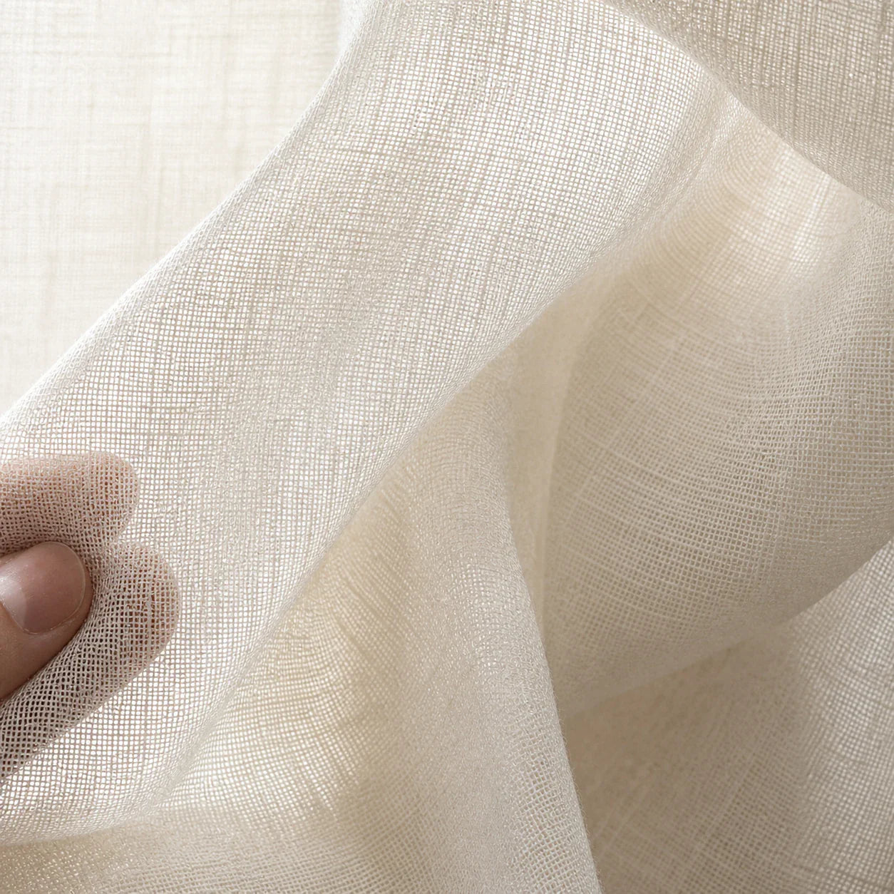 Rideau Lin - Voilage Beige Clair - détail de texture du tissu voilage