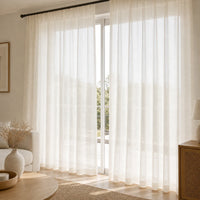 Rideau Lin - Voilage Beige Clair - voilage installé dans un intérieur lumineux