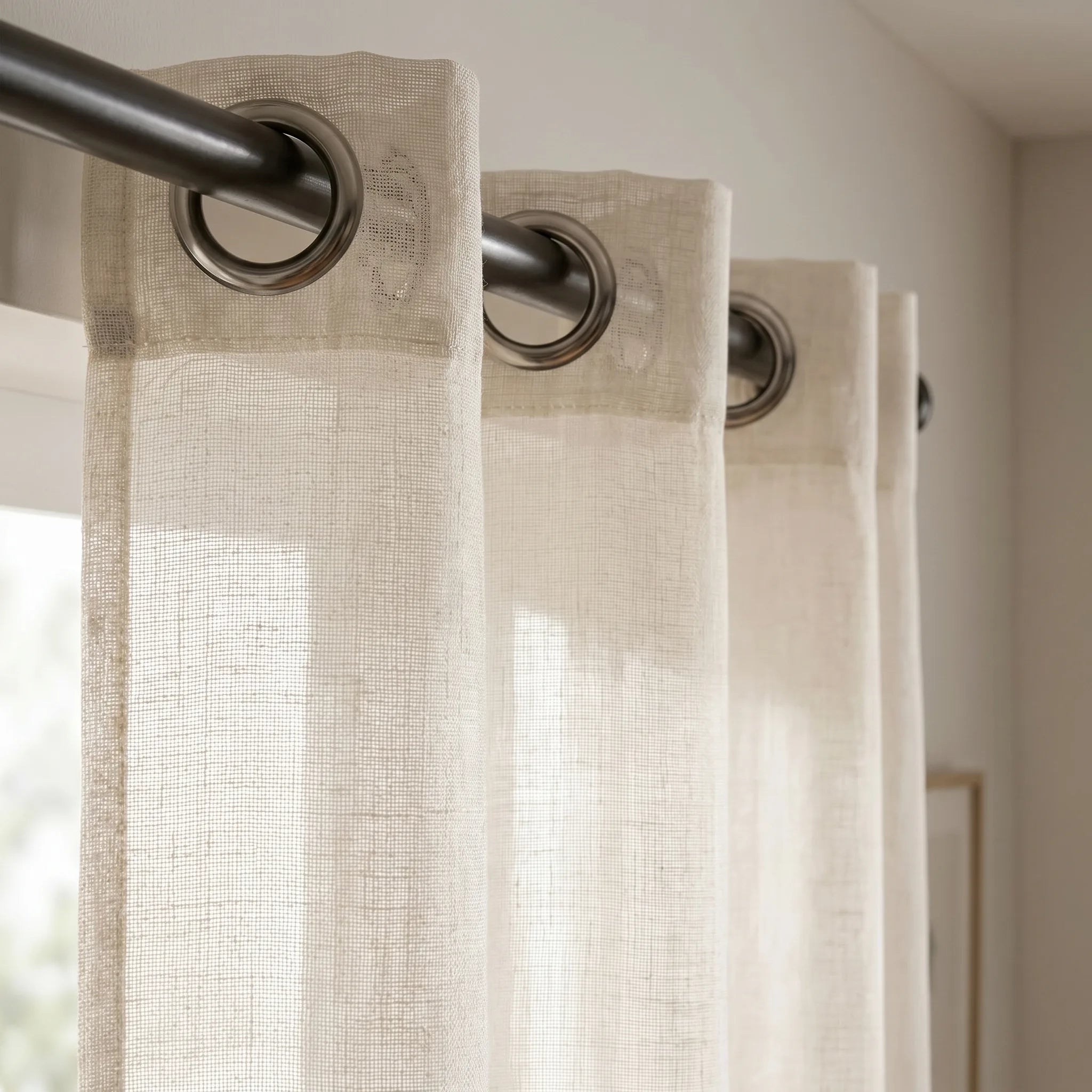 Rideau Lin - Voilage Beige Clair - oeillets