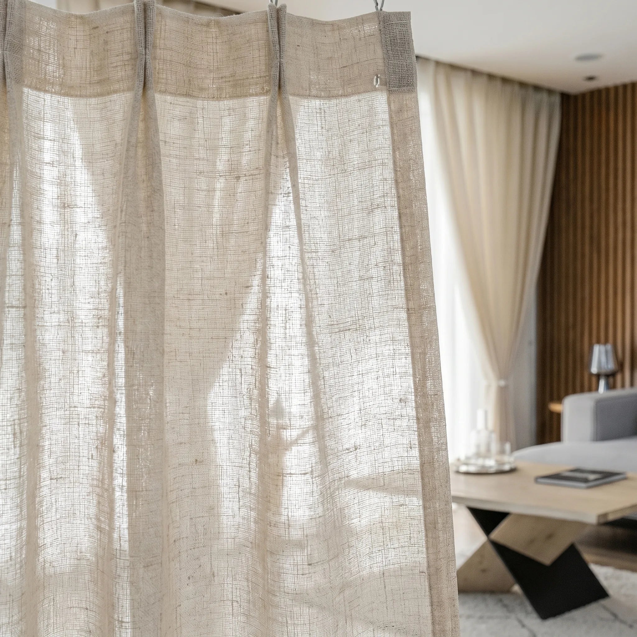 Rideau Lin - Voilage Beige - closeup