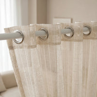 Rideau Lin - Voilage Beige Et Blanc - oeillets