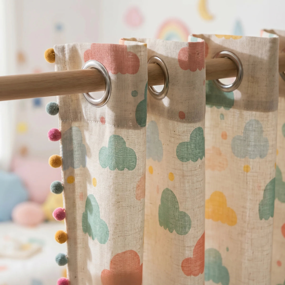 Rideau Motif Nuage - oeillets