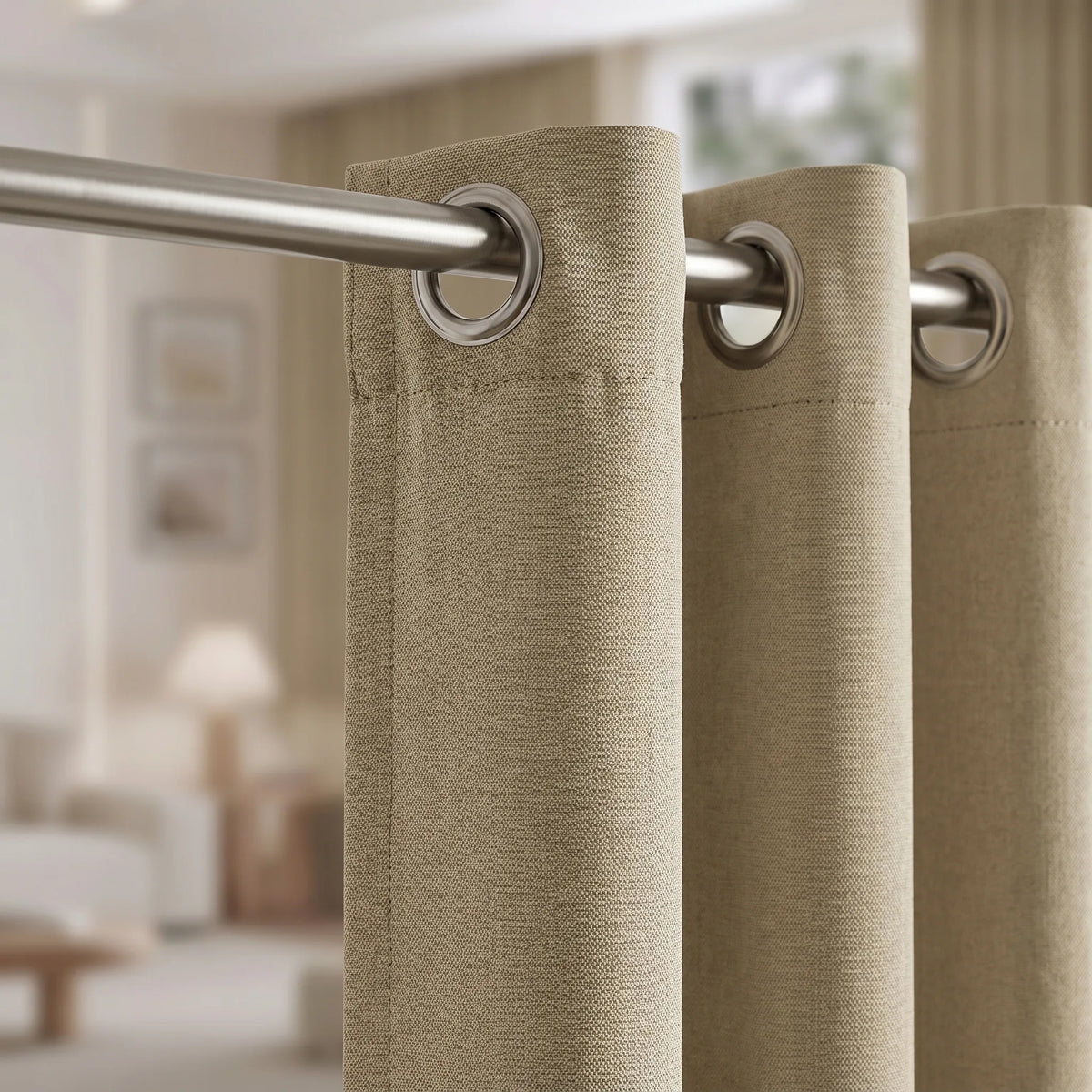 Rideau Occultant Beige Doré - oeillets