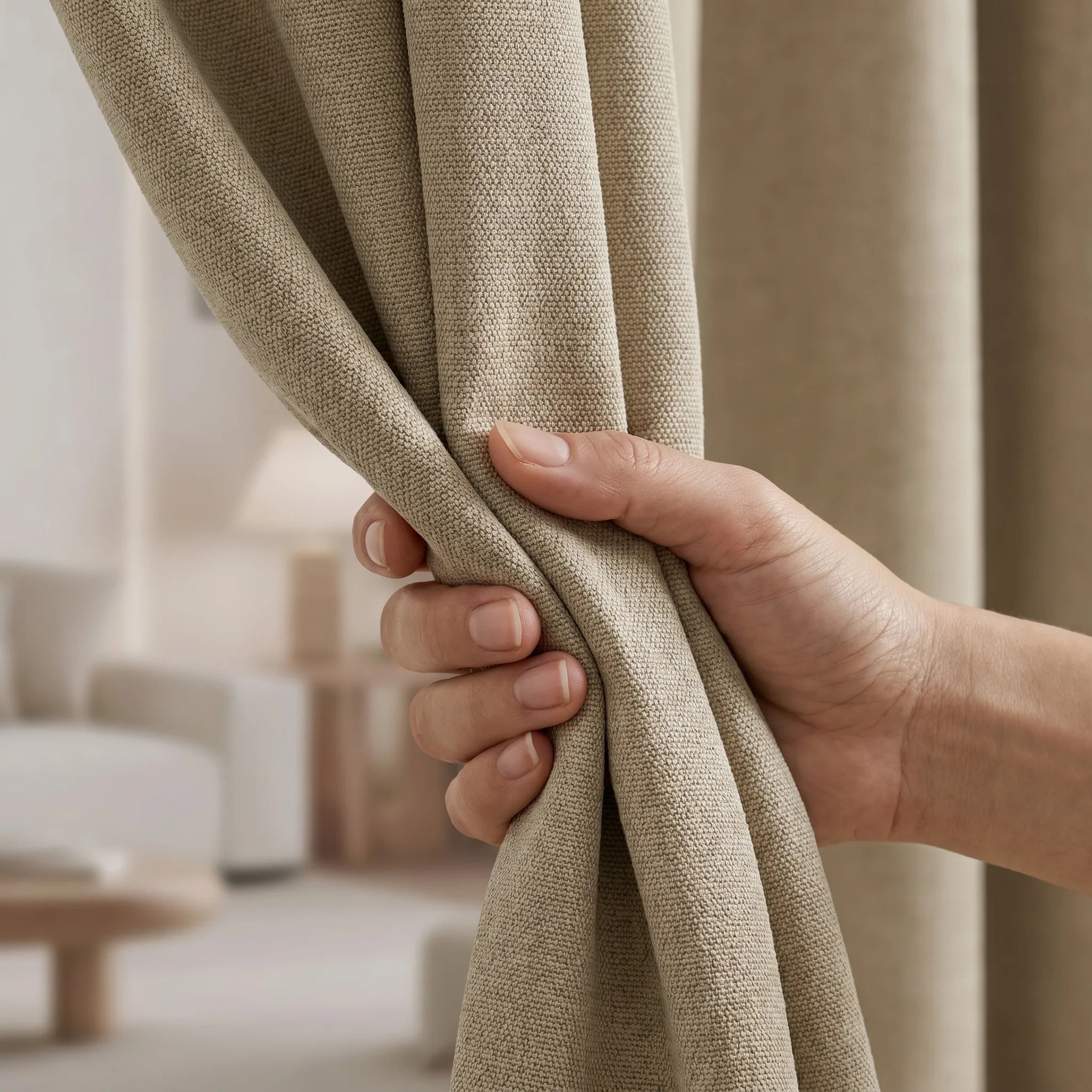 Rideau Occultant Beige Doré - texture