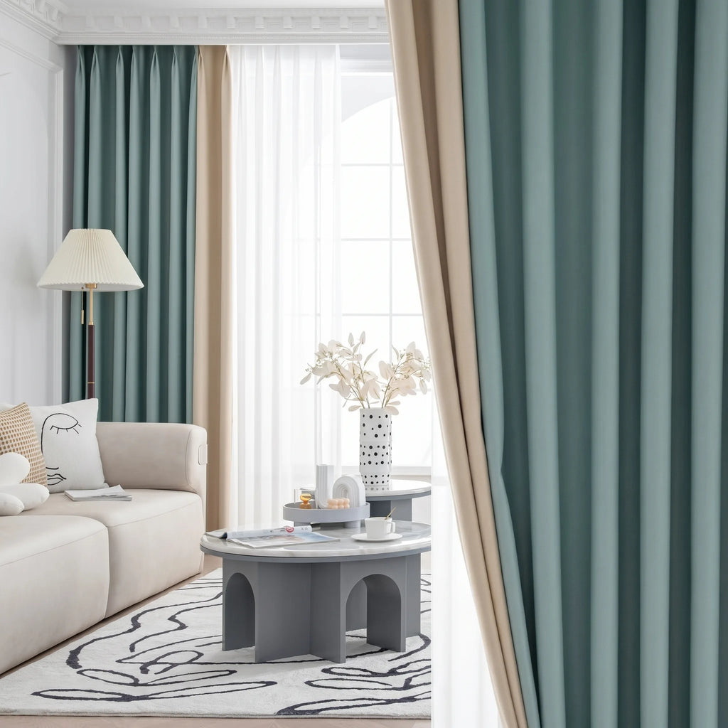 Rideau Occultant Blackout - Vert d'Eau et Beige - situation