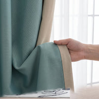 Rideau Occultant Blackout - Vert d'Eau et Beige - texture