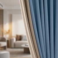 Rideau Occultant - Bleu et Beige - closeup