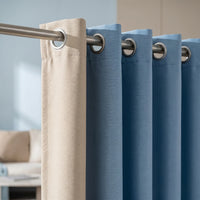 Rideau Occultant - Bleu et Beige - oeillets