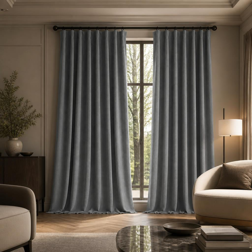 Rideau 100% Occultant Gris Clair - Grande Largeur et Hauteur - situation