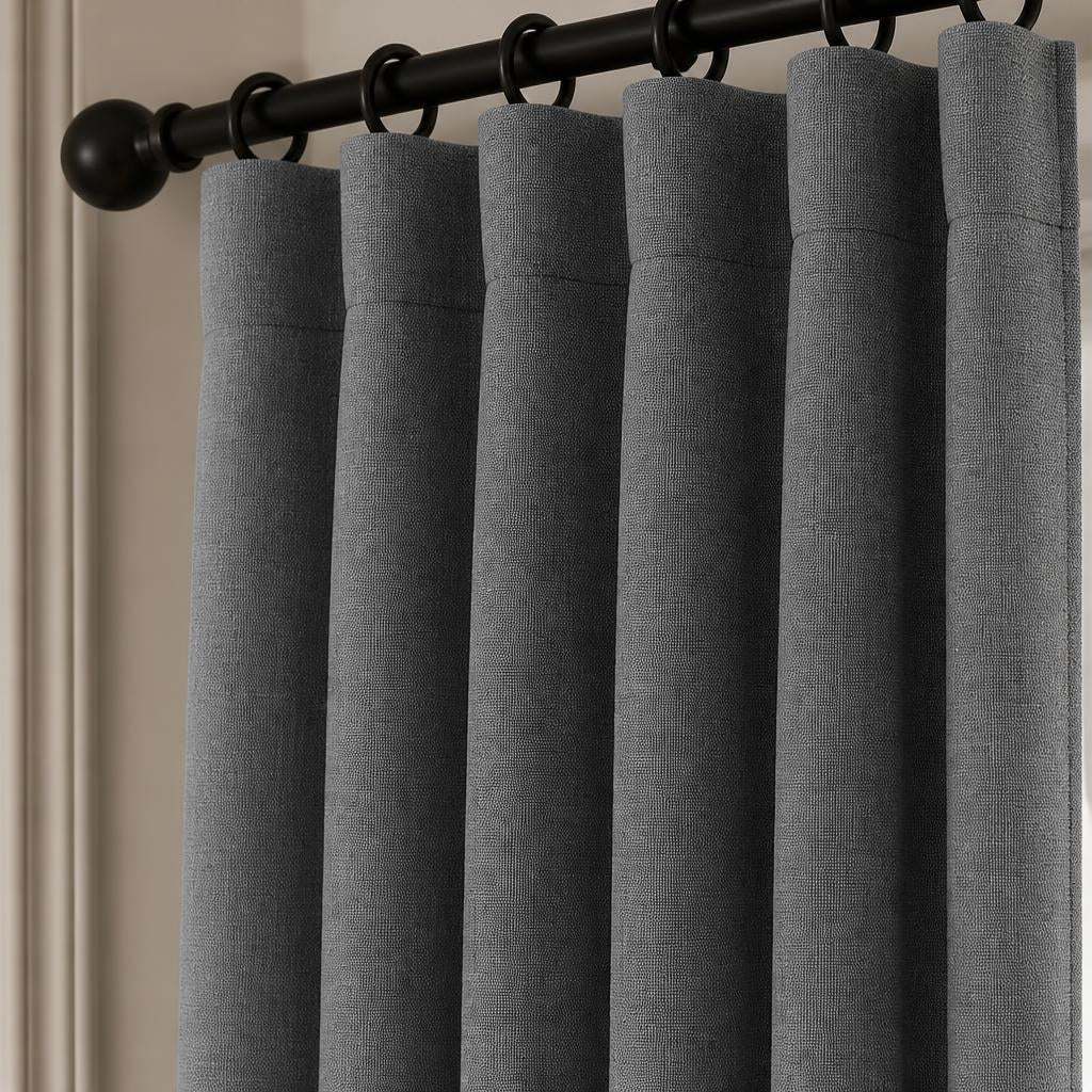 Rideau 100% Occultant Gris Clair - Grande Largeur et Hauteur - closeup